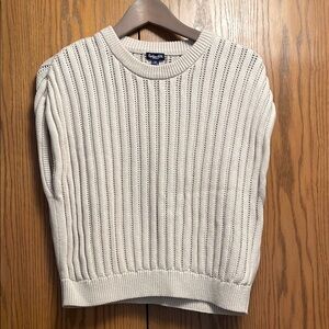 Splendid White Ribbed Crew Neck Sweater